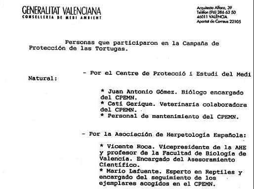 Documento enviado por M Angeles Ull Sols, indicando a los implicados en la Campaa de las Tortugas  (23576 bytes)
