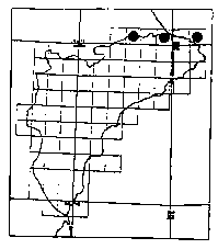 Mapa publicado en 1986 con las localizaciones del samaruc en la provincia de Alicante (2405 bytes)