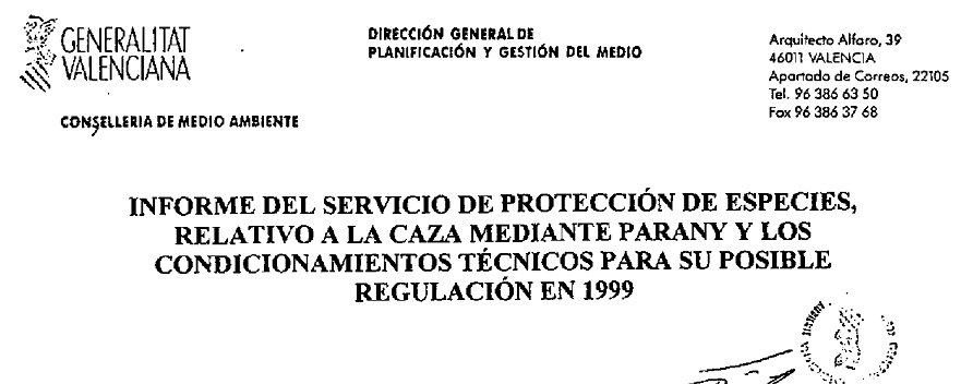 Informe de Emili Laguna Lumbreras, Doctor en Ciencias Biológicas y acomodado como Jefe del Servicio de Protección de Especies de la Generalitat Valenciana 
