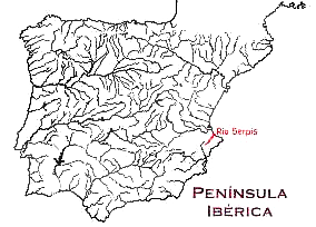 Localización del Río Serpis en la Península Ibérica